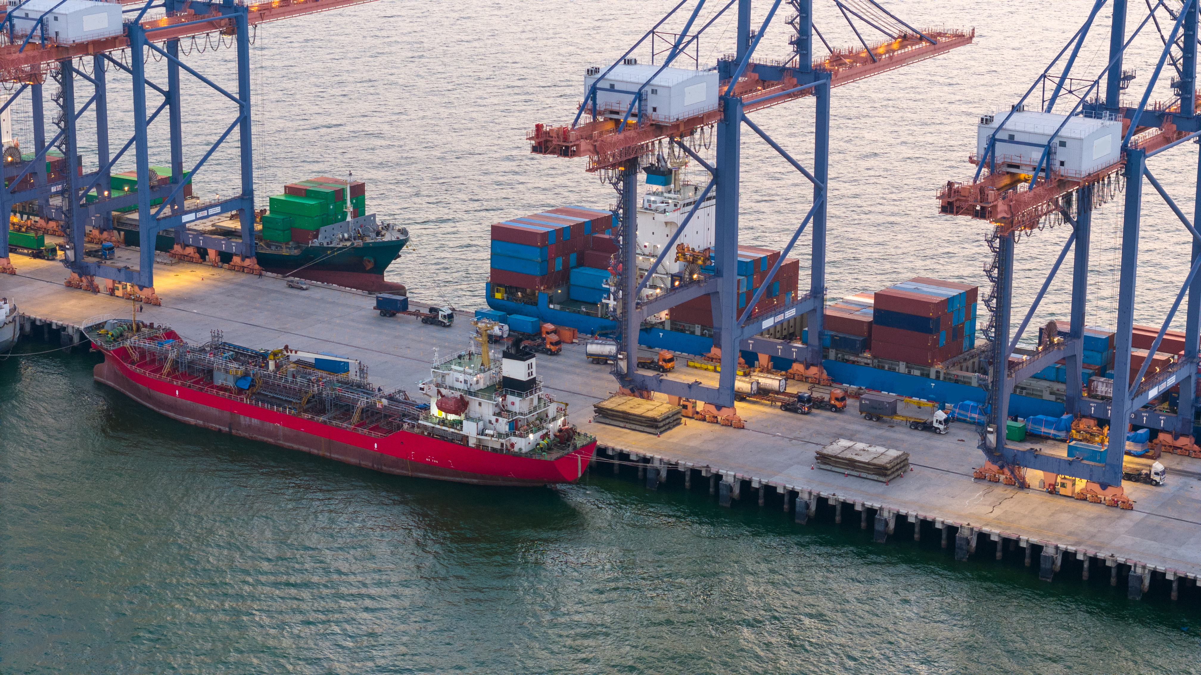 Shipyard and sea port with cargo operations